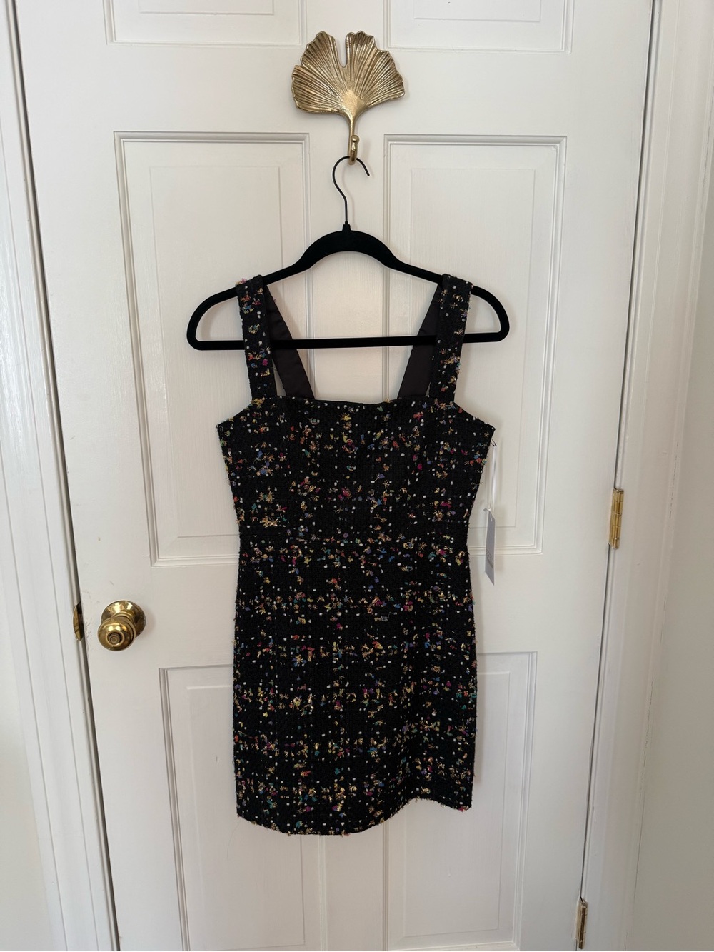 Amanda Uprichard Black Mini Dress with Multicolor Speckle